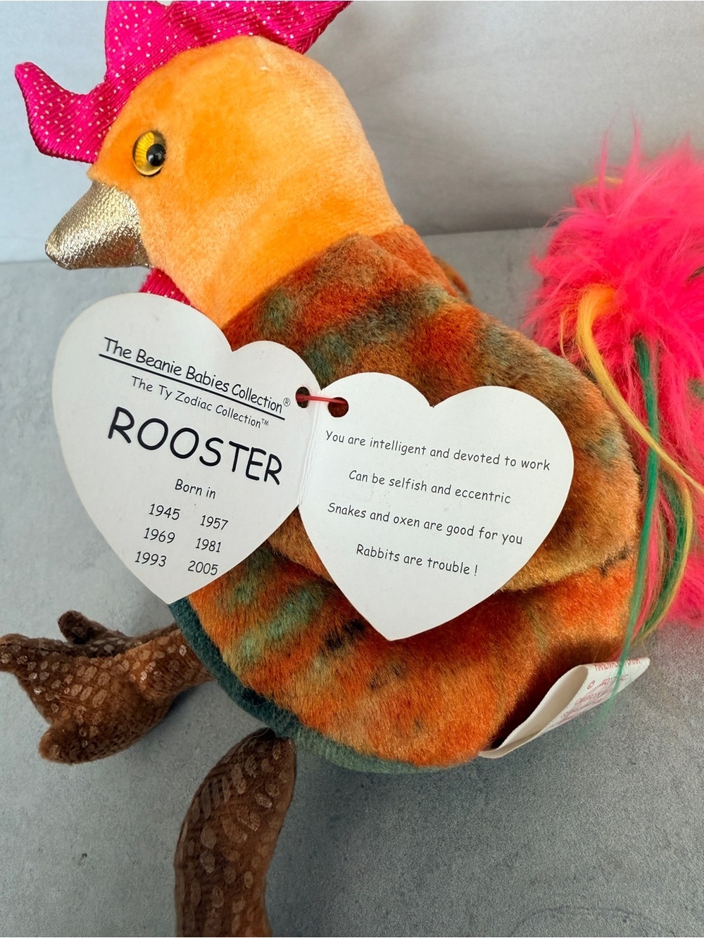 Ty Beanie Baby Rooster Zodiac Collection With Tags Excellent Condition - Picture 4 of 5